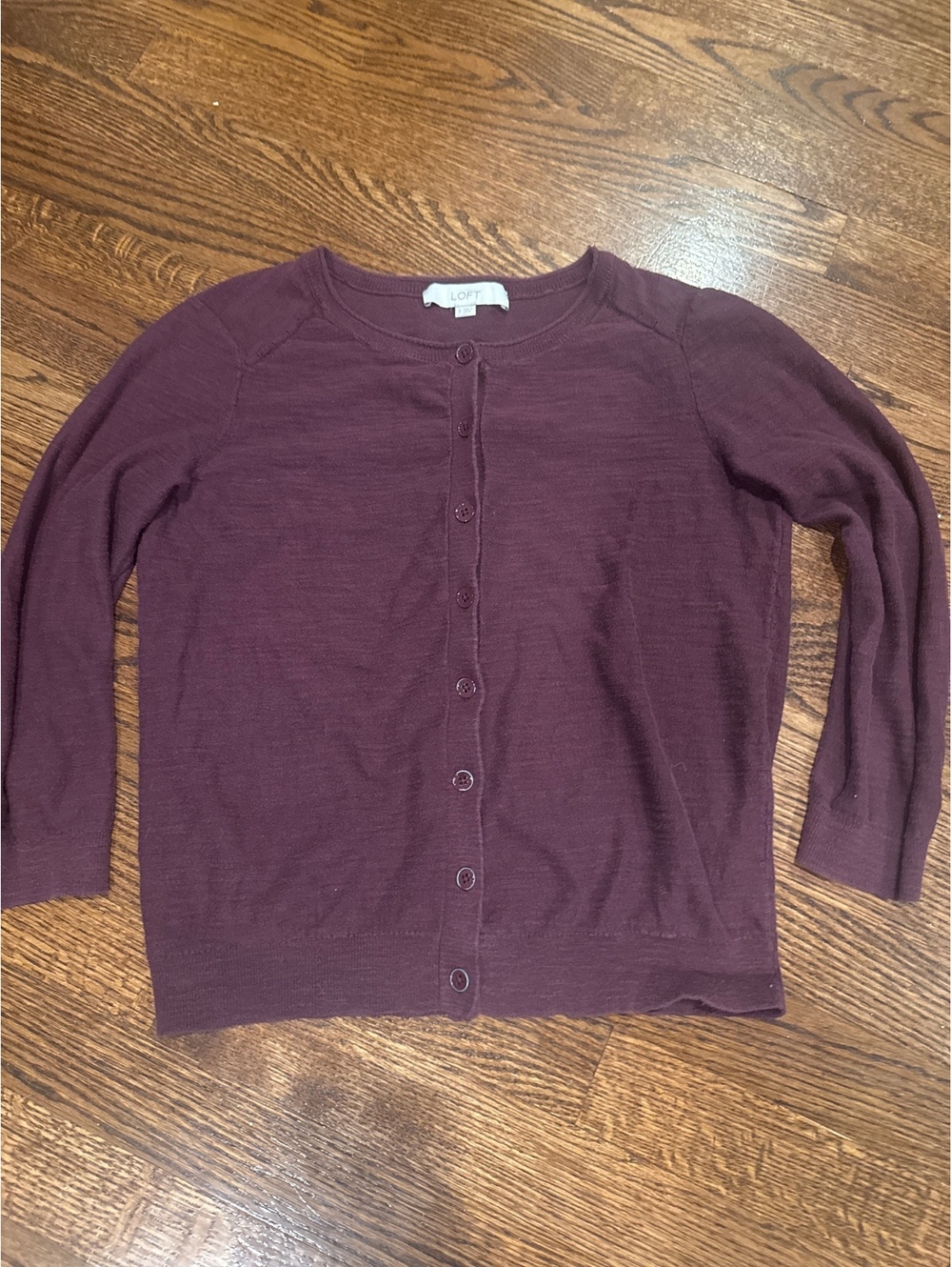 Loft 100% Cotton 3/4 Sleeve Maroon Sweater Size Small